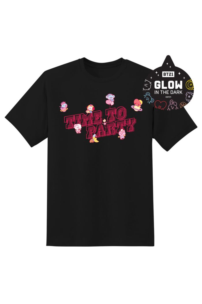 BT21 TIME TO PARTY GLOW T-SHIRT BLACK S