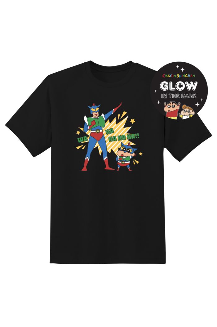 CRAYON SHINCHAN WAHAHAHA GLOW T-SHIRT BLACK XS