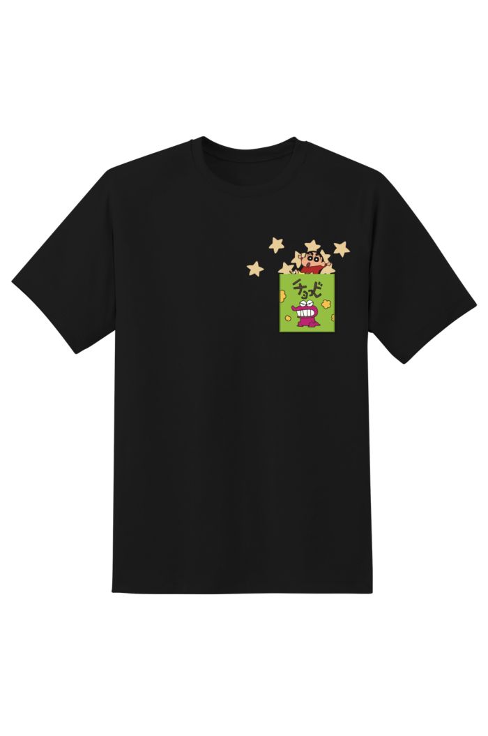 CRAYON SHINCHAN CHOCOBI POCKET T-SHIRT BLACK XS