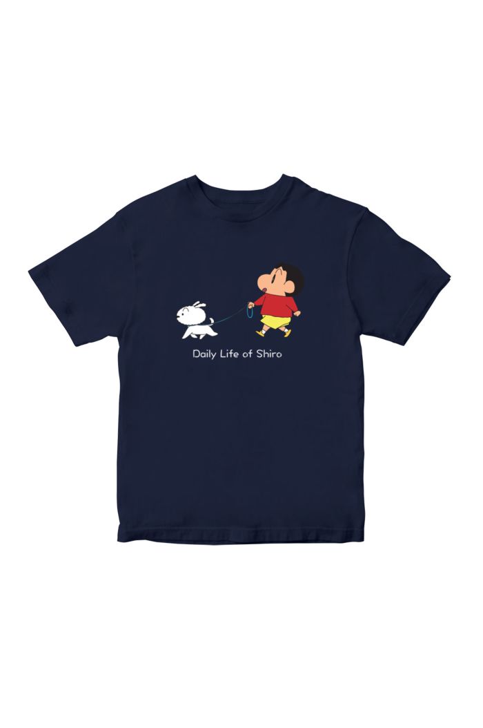 CRAYON SHINCHAN SHIRO DAILY LIFE T-SHIRT - KIDS NAVY S