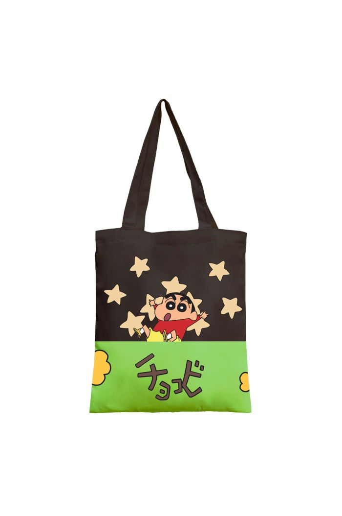 CRAYON SHINCHAN CHOCOBI CANVAS TOTE BAG GREEN 39cm x 35.5cm