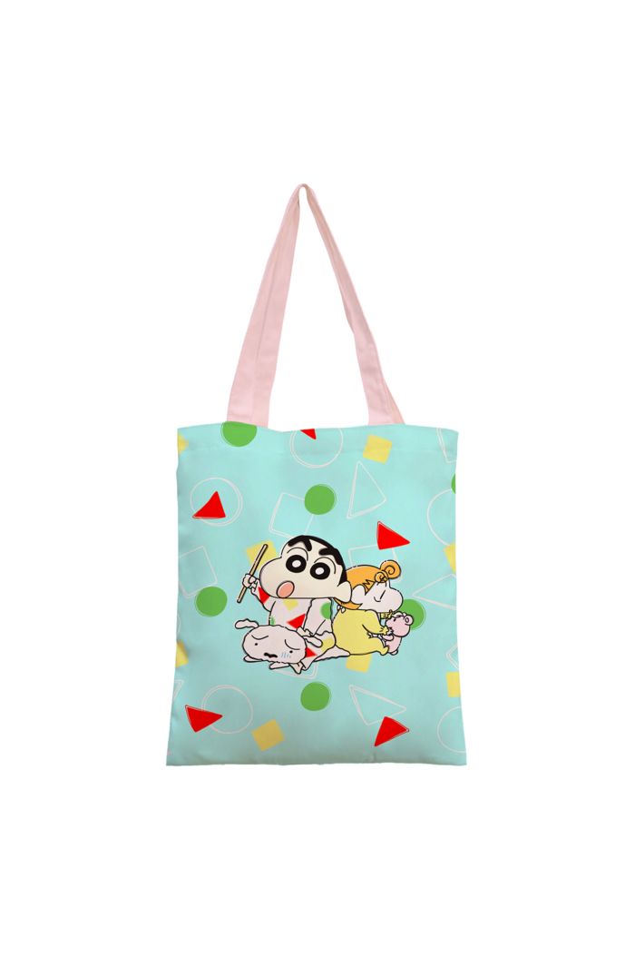 CRAYON SHINCHAN COUNTING SHEEPS CANVAS TOTE BAG LIGHT BLUE 39cm x 35.5cm