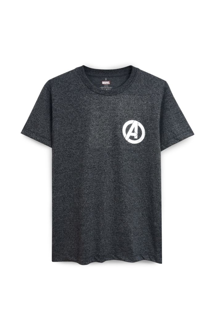 MARVEL AVENGERS CHEST  T-SHIRT HEATHER BLACK XS