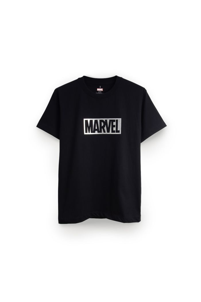 MARVEL SILVER T-SHIRT BLACK XS