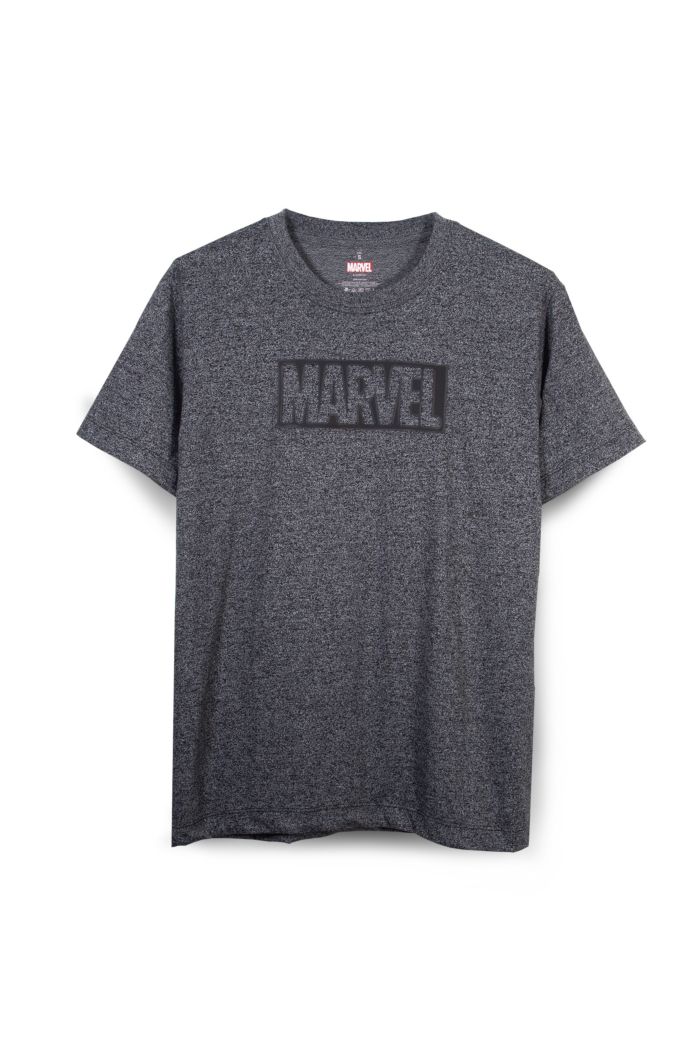 MARVEL 2-TONE BLACK T-SHIRT HEATHER BLACK XS