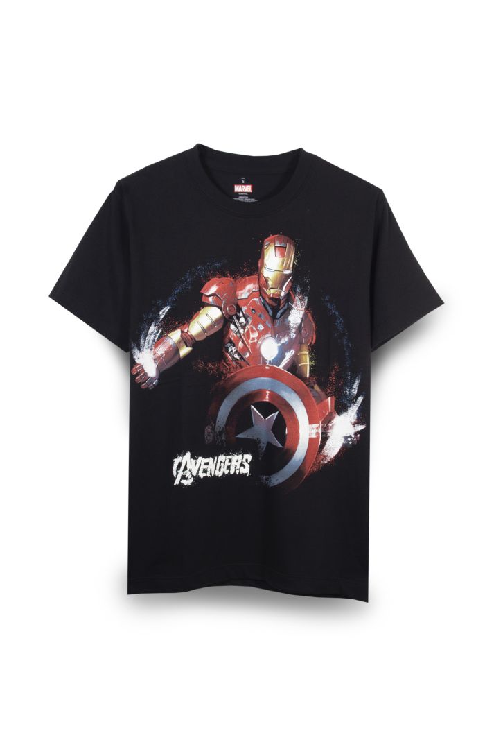 MARVEL IRON MAN CAPTAIN GLOW T-SHIRT BLACK M