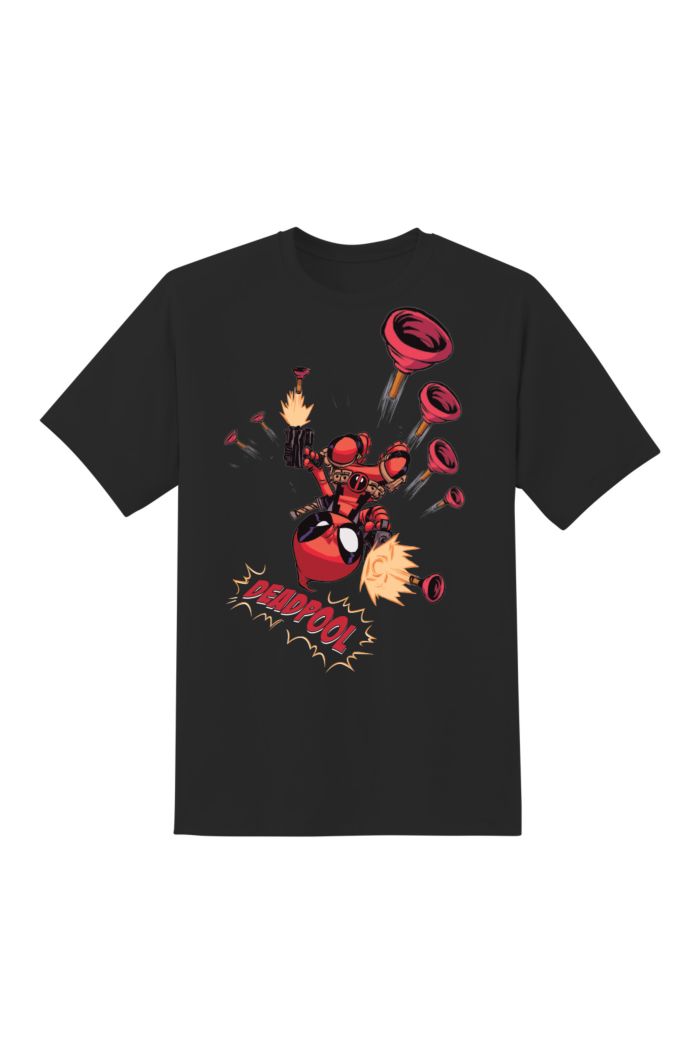 MARVEL DEADPOOL SHOOTS T-SHIRT  BLACK S