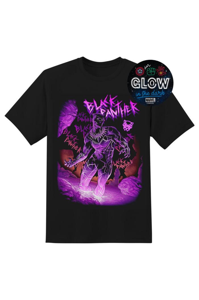 MARVEL WAKANDA FOREVER PURPLE GLOW T-SHIRT BLACK S