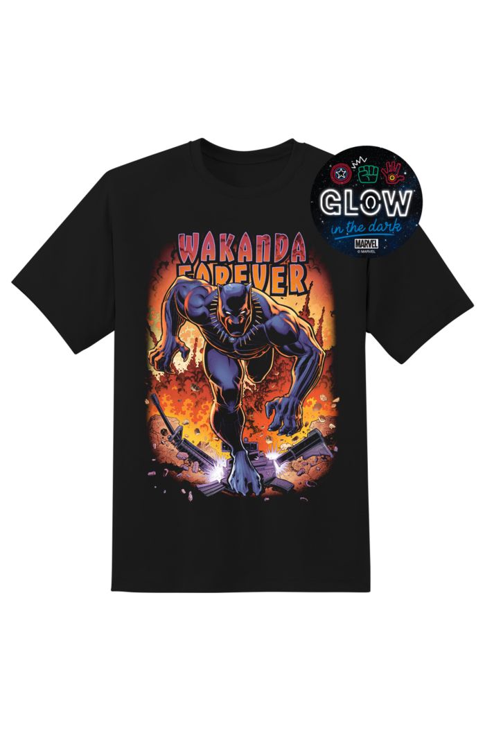 MARVEL WAKANDA FOREVER FIRE GLOW T-SHIRT BLACK S