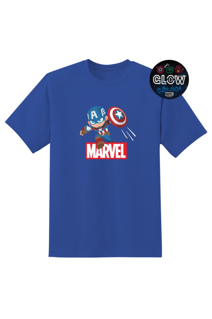 MARVEL GURI HIRU CAPTAIN AMERICA GLOW T-SHIRT BLUE S