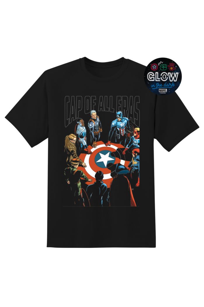 MARVEL CAP OF ALL ERAS GLOW T-SHIRT BLACK XS