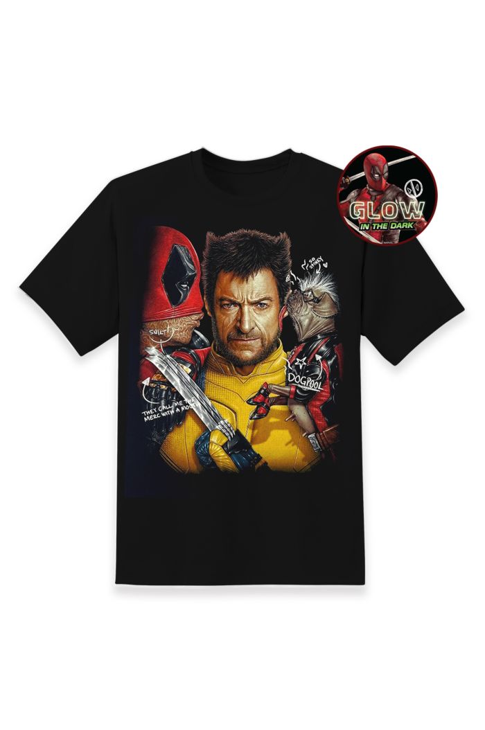 MARVEL DEADPOOL 3 KISS GLOW T-SHIRT