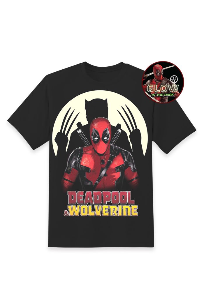 MARVEL DEADPOOL SPOTLIGHT GLOW T-SHIRT BLACK S