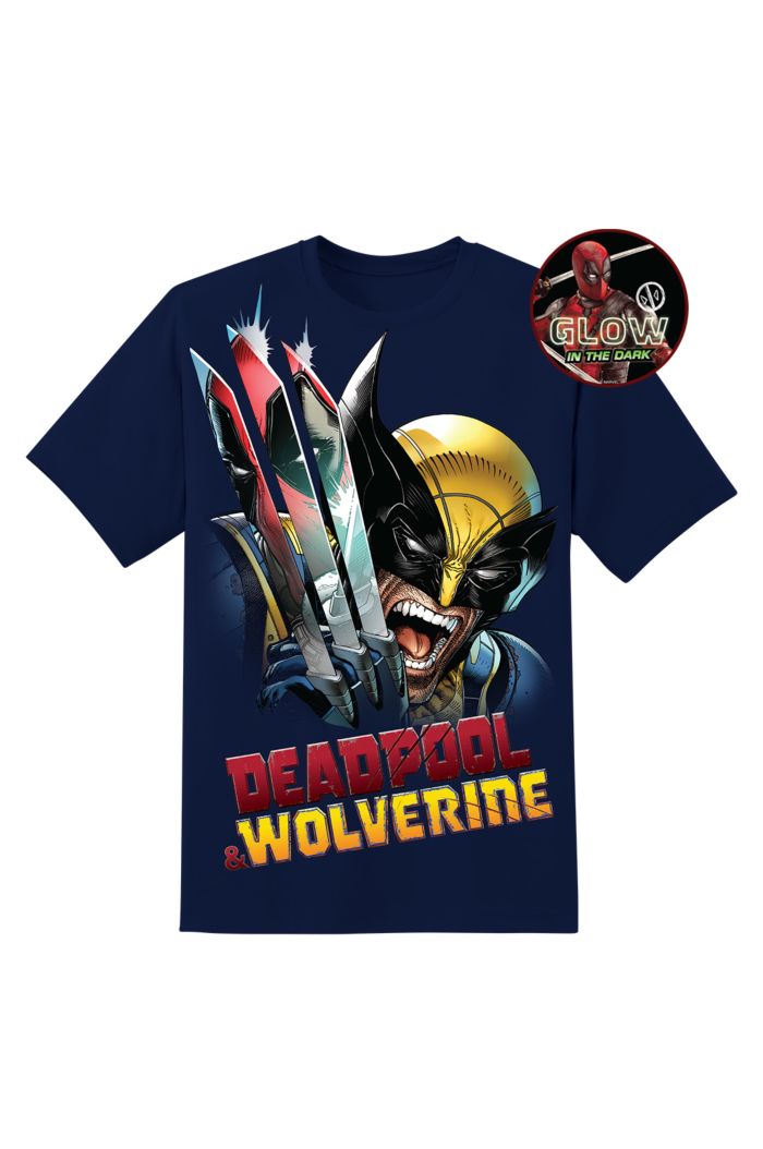 MARVEL WOLVERINE REFLECTIONS GLOW T-SHIRT   NAVY S
