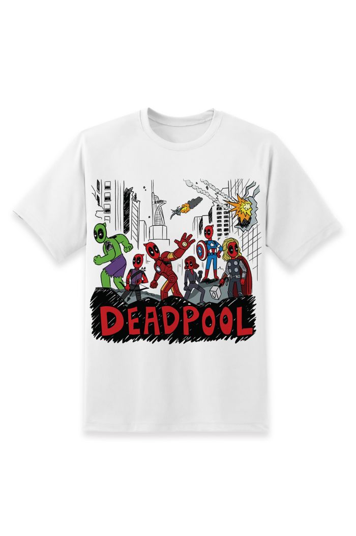 MARVEL DEADPOOL AVENGERS T-SHIRT WHITE S