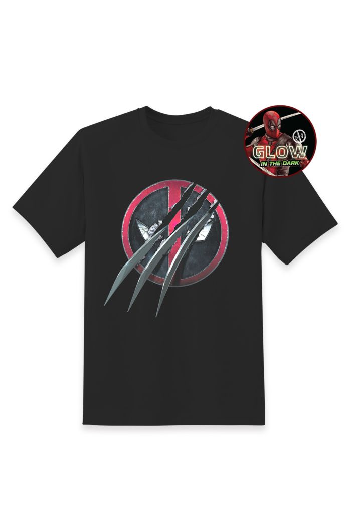 MARVEL DEADPOOL 3 LOGO GLOW T-SHIRT BLACK S