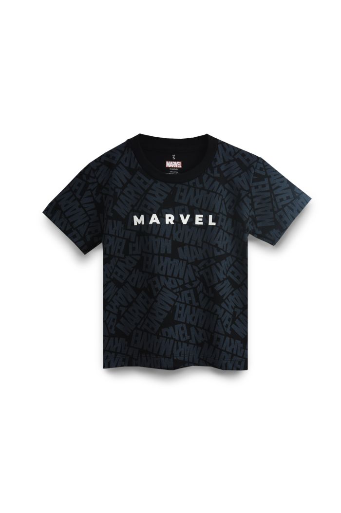 MARVEL ALLOVER T-SHIRT - KIDS BLACK M