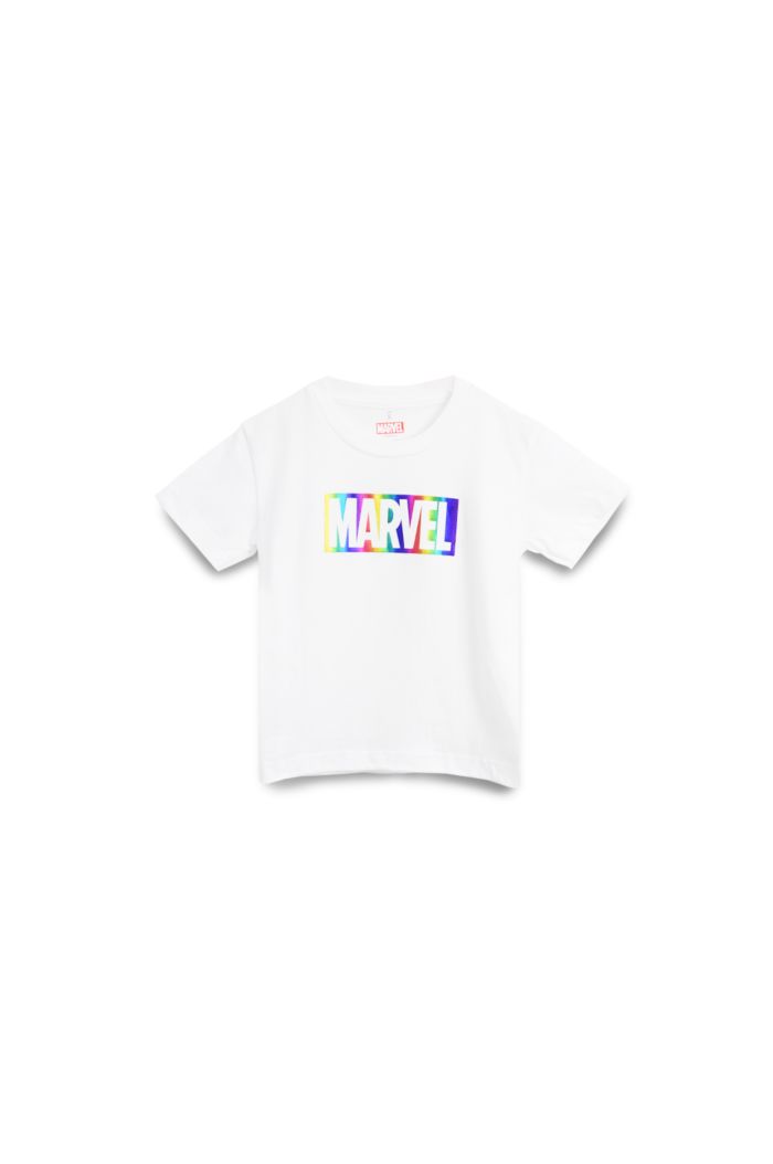 MARVEL RAINBOW FOIL T-SHIRT - KIDS WHITE S