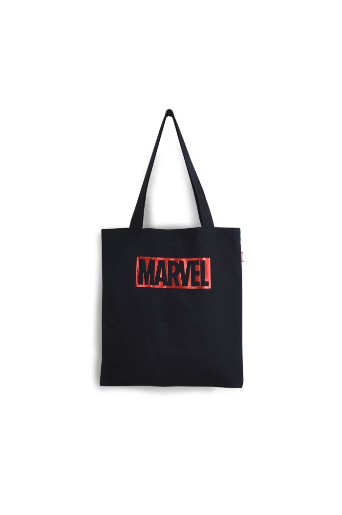 MARVEL RED CANVAS TOTE BAG BLACK 39cm x 35.5cm