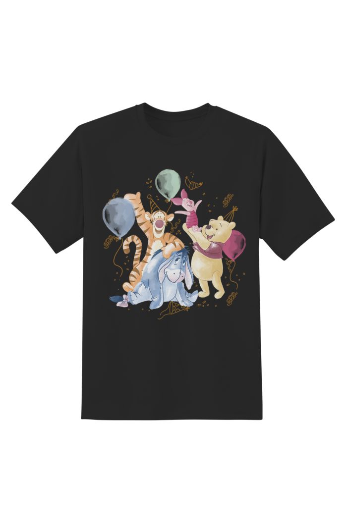 WINNIE & FRIENDS PARTY T-SHIRT BLACK XS