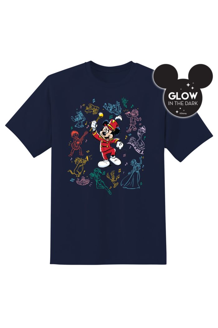 DISNEY 100 MUSIC & WONDER GLOW T-SHIRT NAVY S
