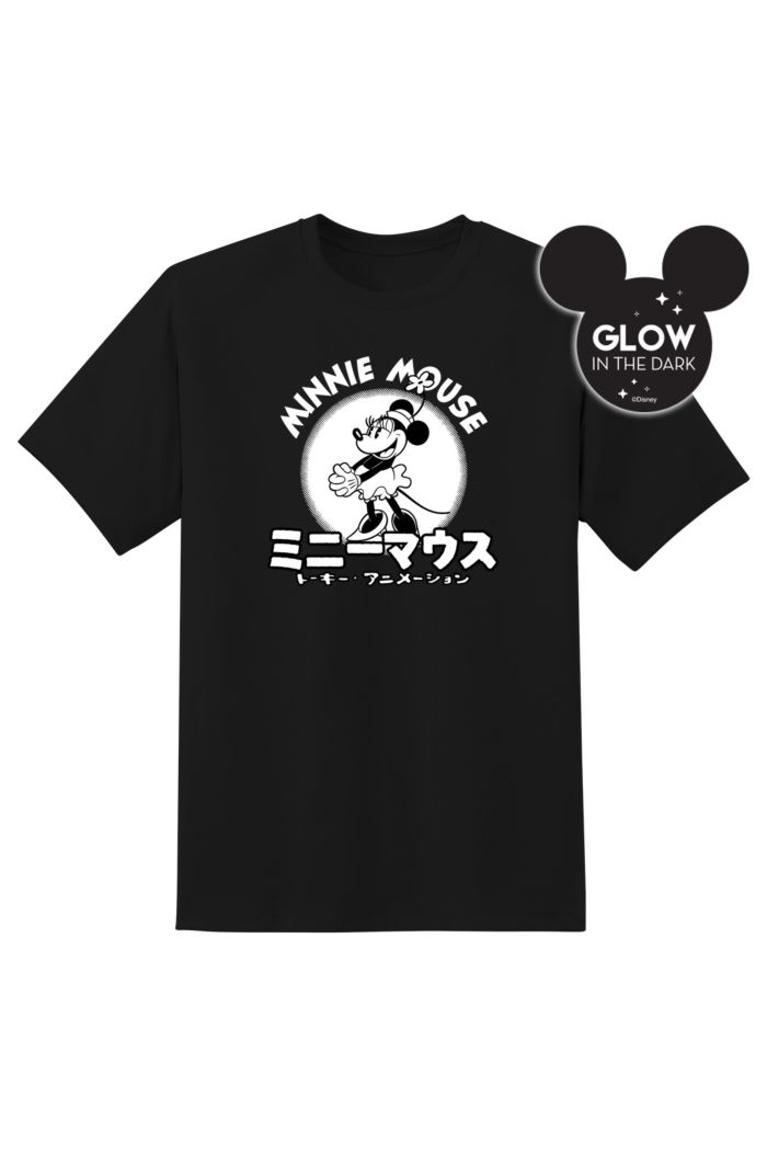 DISNEY 100 MINNIE MOUSE KAWAII GLOW T-SHIRT BLACK M