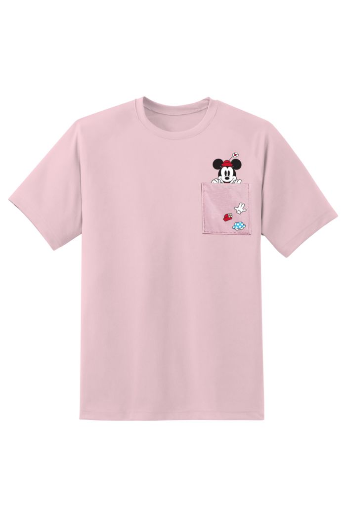 DISNEY 100 MINNIE POCKET T-SHIRT LIGHT PINK M