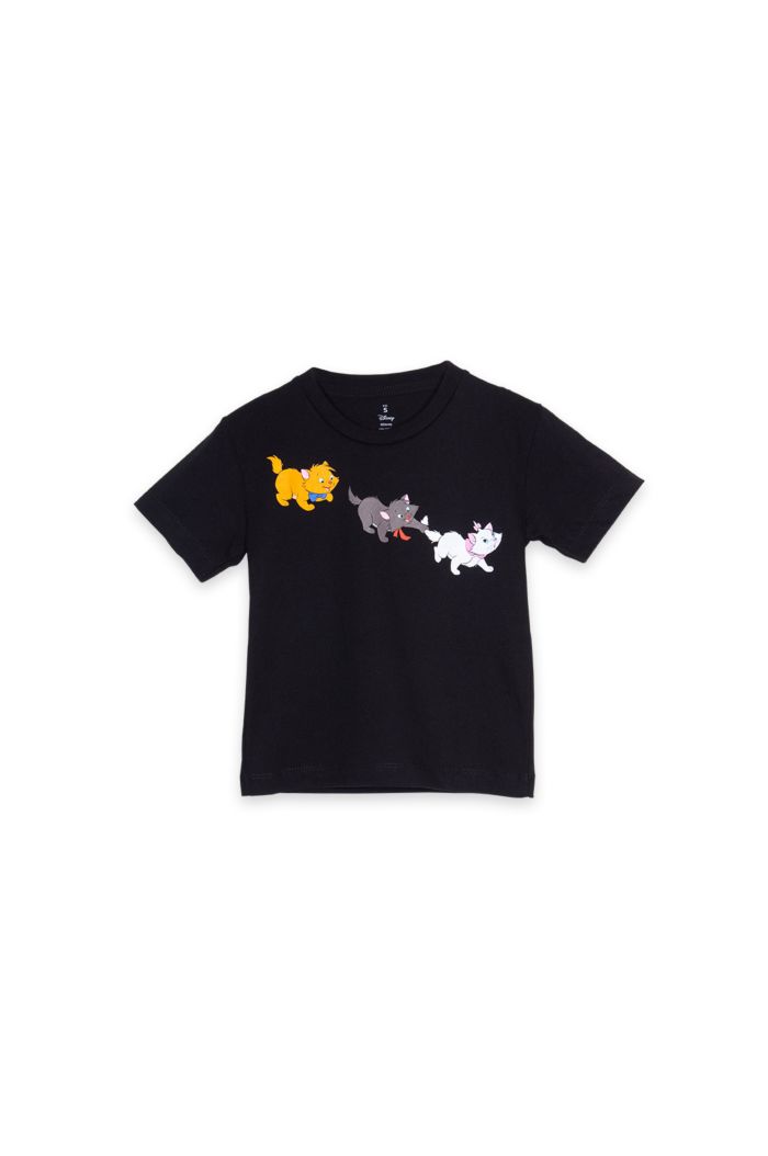 MARIE 3 CATS T-SHIRT - KIDS BLACK S