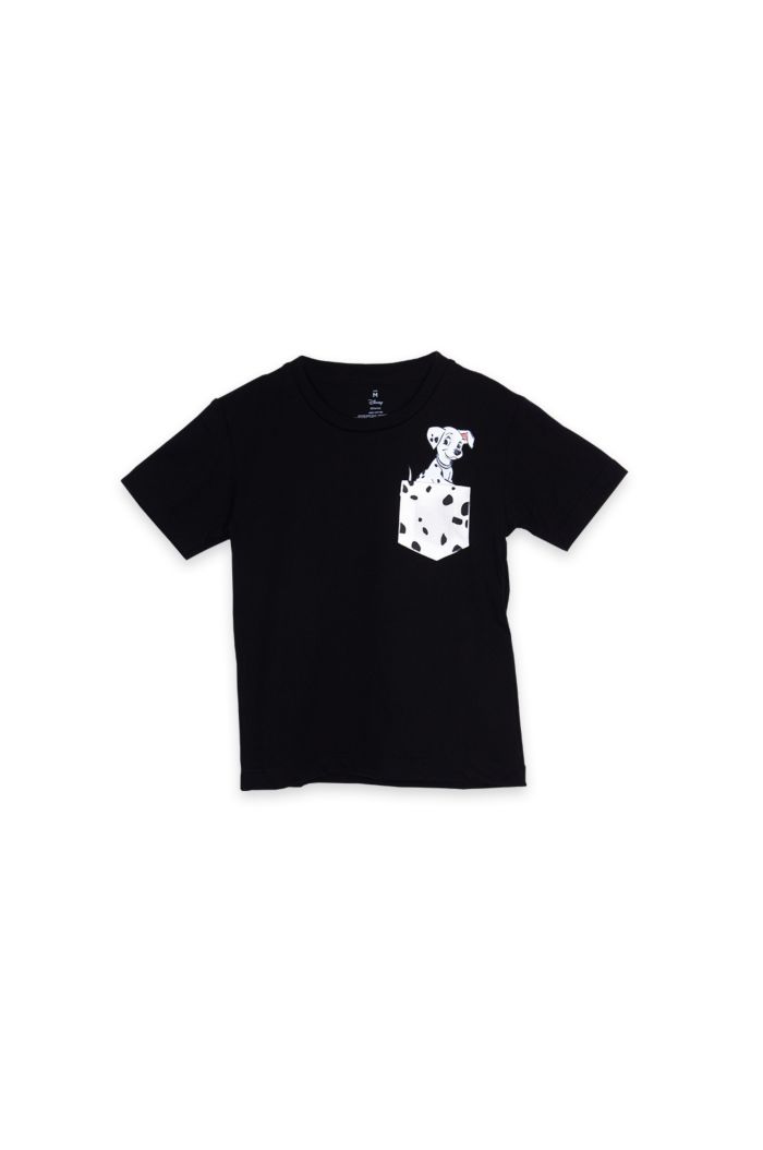 DALMATIANS POCKET T-SHIRT - KIDS BLACK S