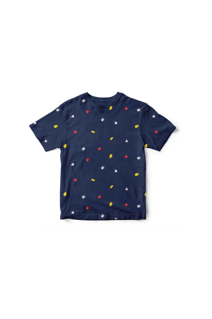 MICKEY PARTS ALLOVER T-SHIRT - KIDS NAVY M