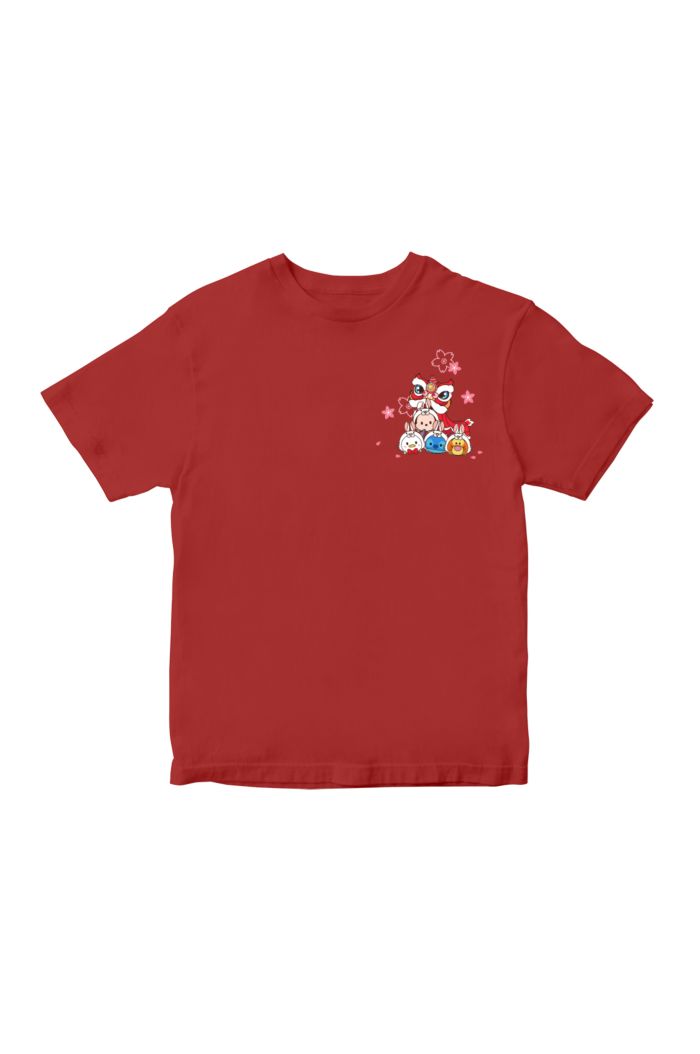 TSUM TSUM RABBIT LION DANCE T-SHIRT - KIDS RED M