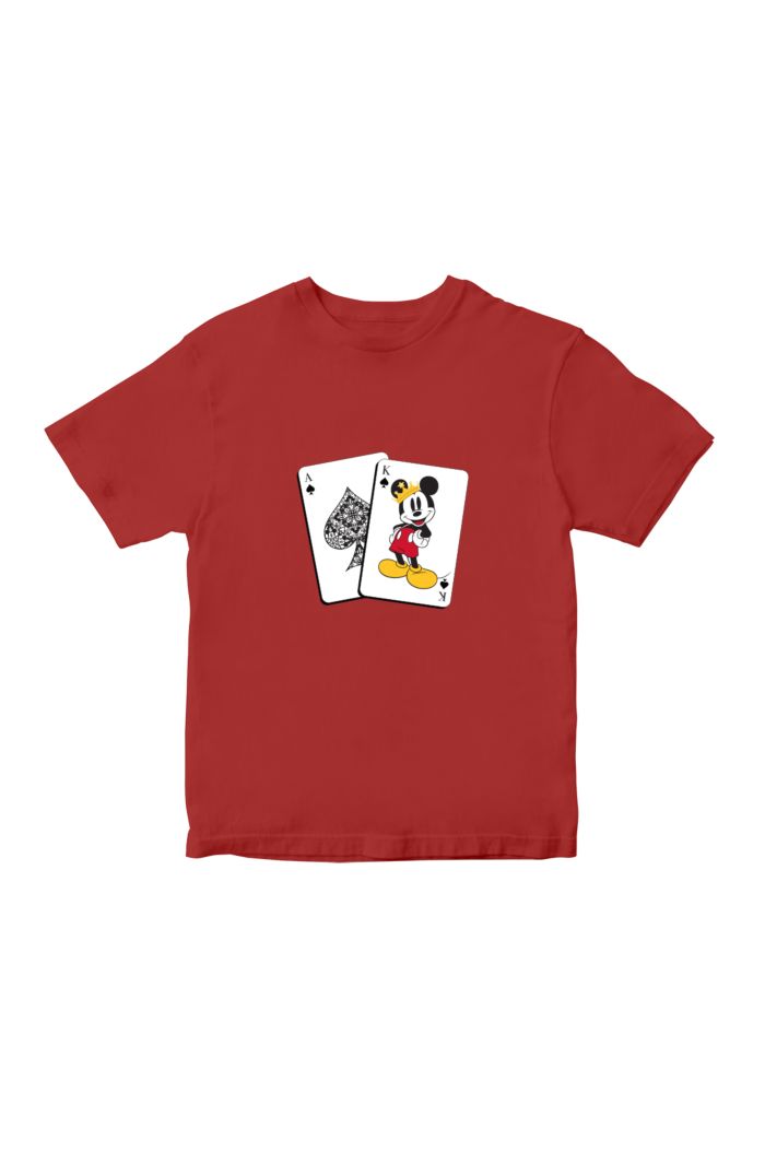 MICKEY POKER T-SHIRT - KIDS RED M