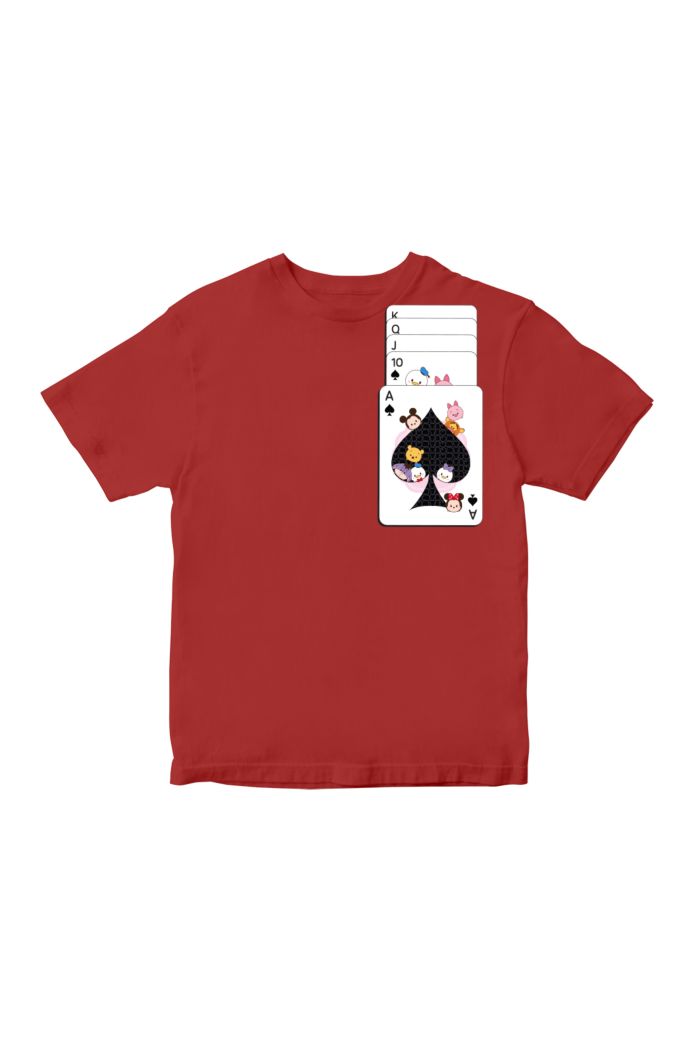 TSUM TSUM PLAYING CARDS T-SHIRT - KIDS  RED S