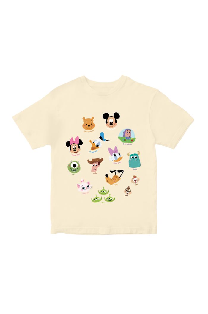 DISNEY 100 CHARACTERS HEAD T-SHIRT - KIDS CREAM XL