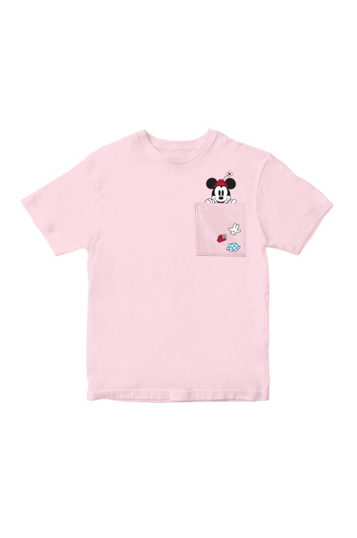 DISNEY 100 MINNIE POCKET T-SHIRT - KIDS LIGHT PINK XXL