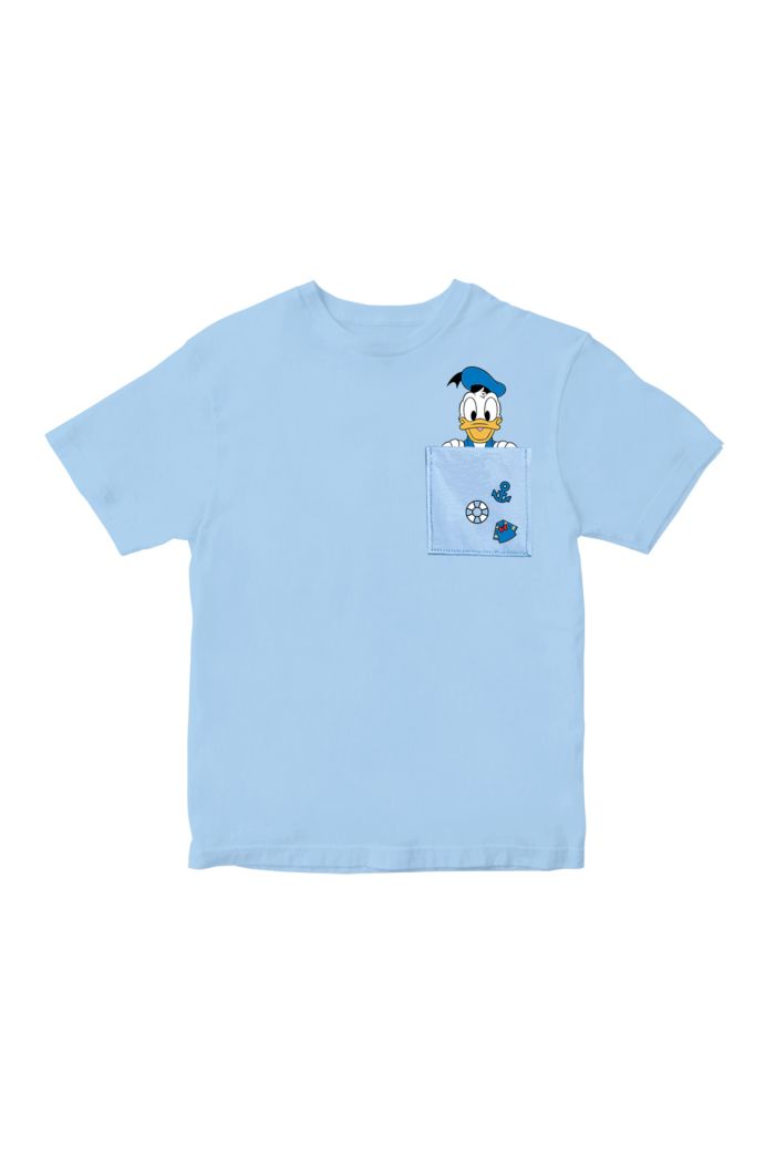 DISNEY 100 DONALD POCKET T-SHIRT - KIDS LIGHT BLUE XL