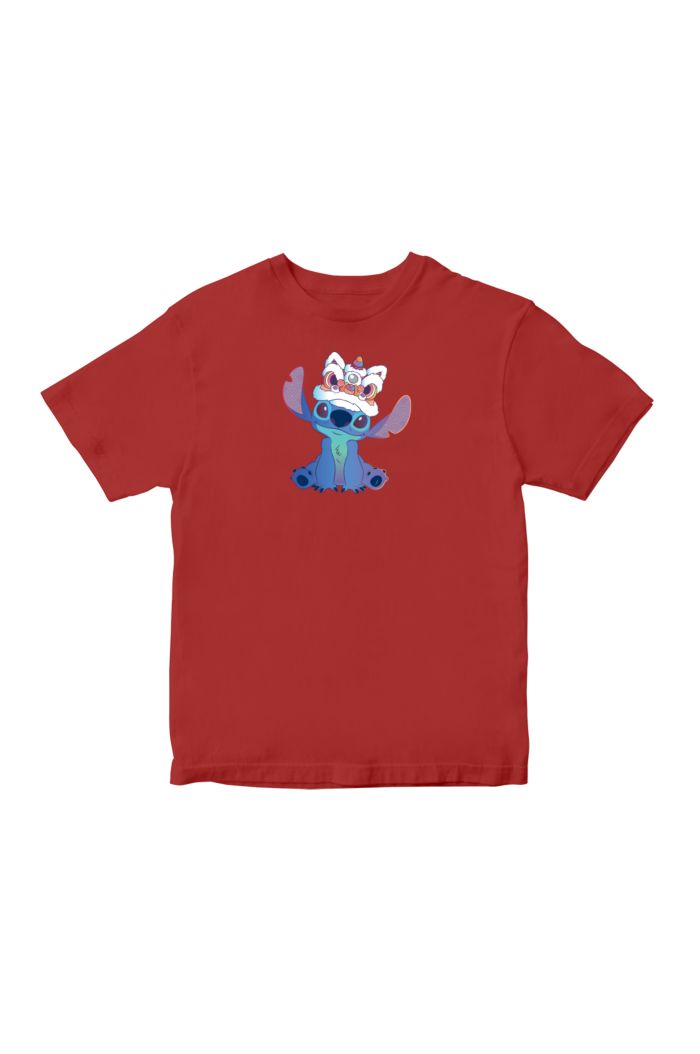 STITCH LION DANCE T-SHIRT - KIDS RED S