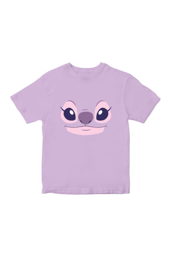 STITCH ANGEL BIG FACE T-SHIRT - KIDS LAVENDER L