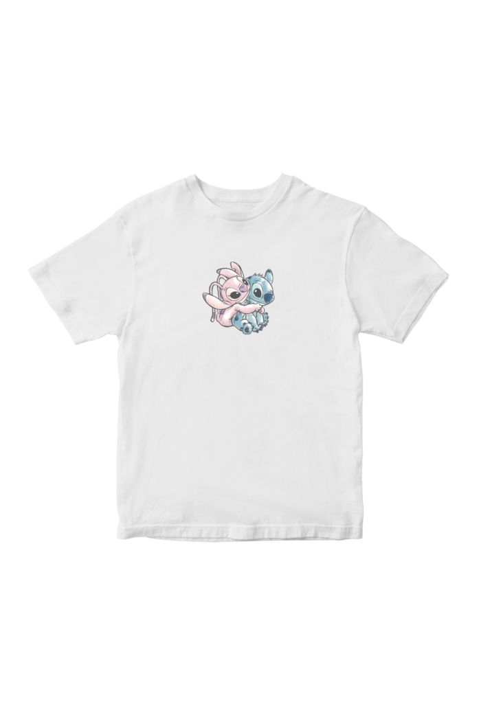 STITCH & ANGEL HUG T-SHIRT - KIDS WHITE XXL