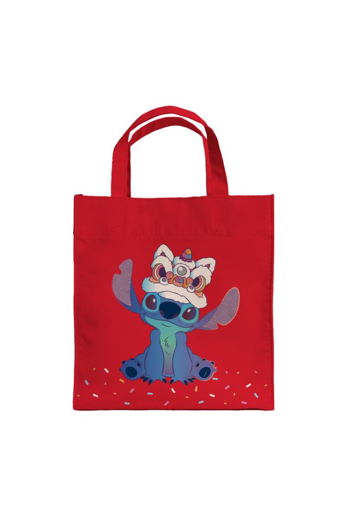 STITCH LION DANCE LUNCH BAG RED 23.5cm x 23.5cm