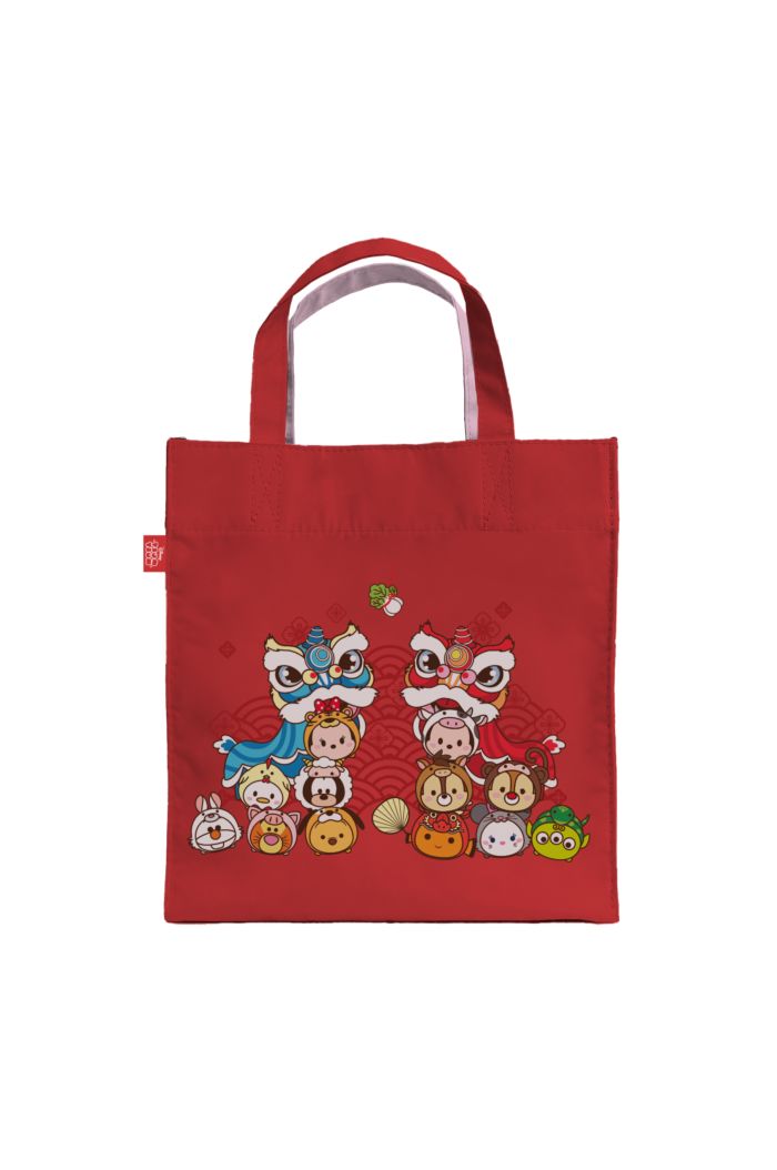 TSUM TSUM LION DANCE LUNCH BAG RED 23.5cm x 23.5cm