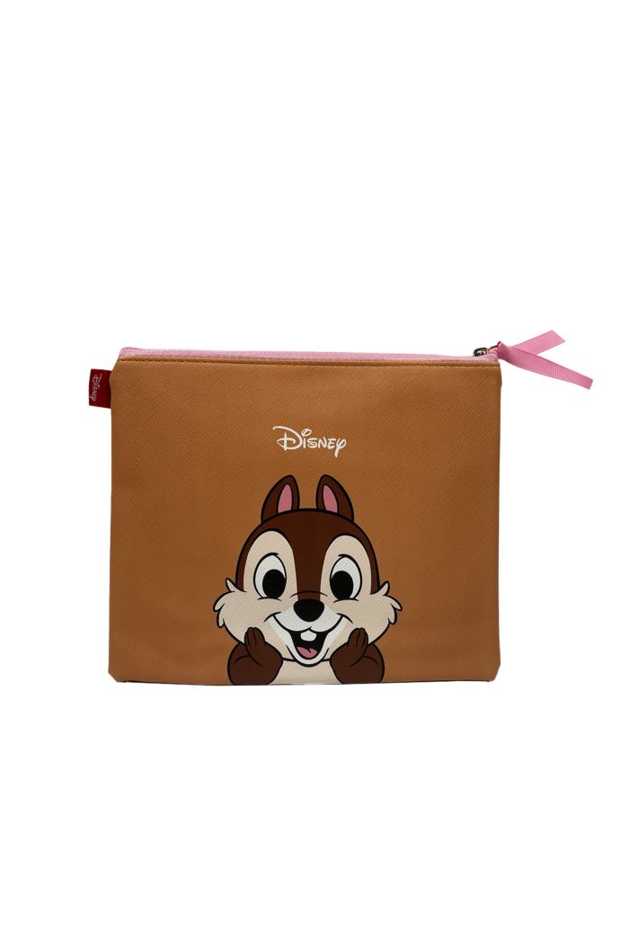 CHIP N DALE COSMETIC POUCH BROWN 15cm x 21cm