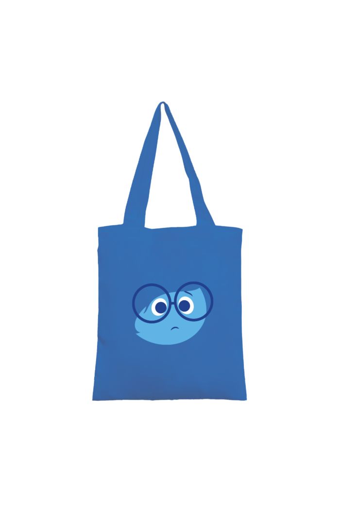 PIXAR SADNESS FACE CANVAS TOTE BAG BLUE 39cm x 35.5cm