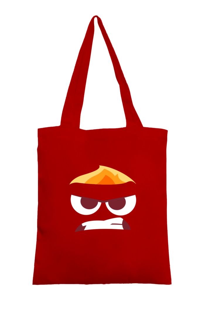 PIXAR ANGER FACE CANVAS TOTE BAG RED 39cm x 35.5cm