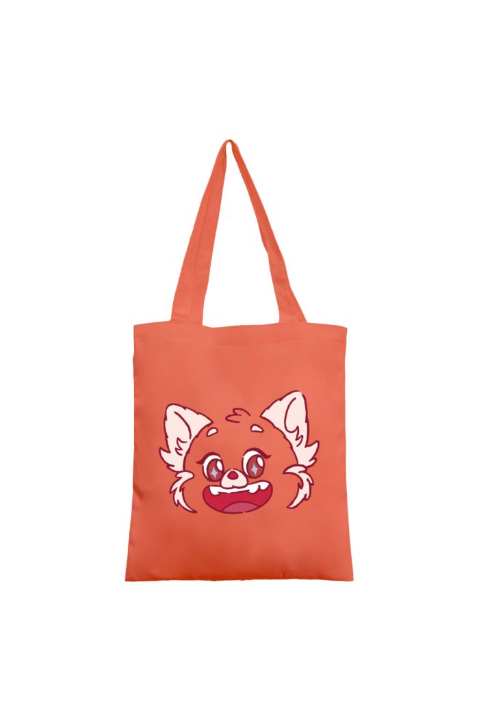 PIXAR RED PANDA & LOTSO CANVAS TOTE BAG SALMON 39cm x 35.5cm