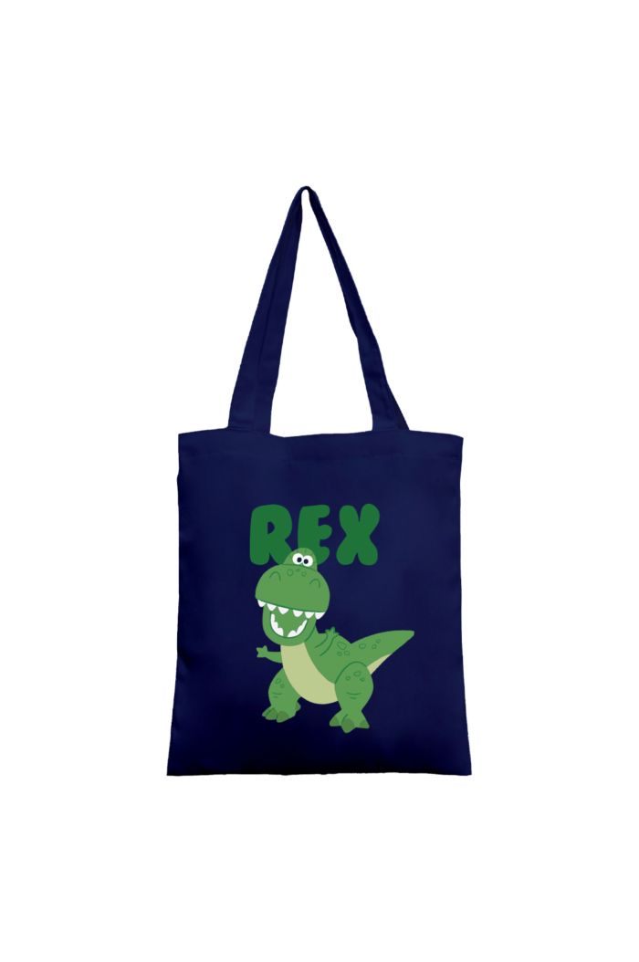 TOY STORY REX CANVAS TOTE BAG NAVY 39cm x 35.5cm