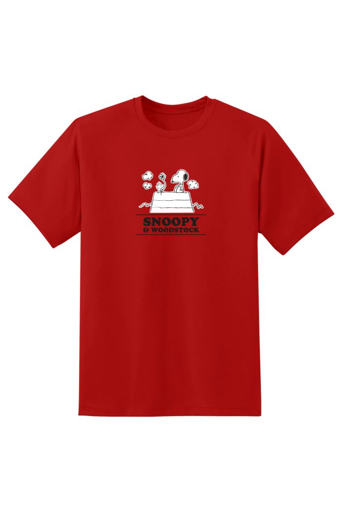 PEANUTS SNOOPY & WOODSTOCK T-SHIRT RED XS