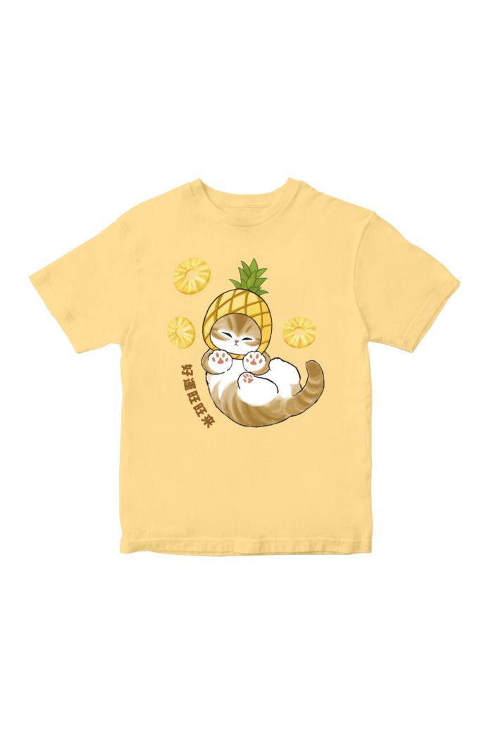 MOFUSAND PINEAPPLE T-SHIRT - KIDS LIGHT YELLOW S
