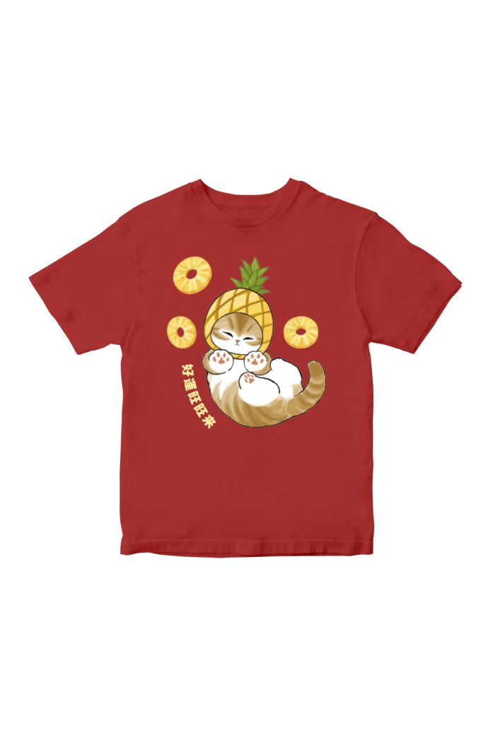 MOFUSAND PINEAPPLE T-SHIRT - KIDS RED S