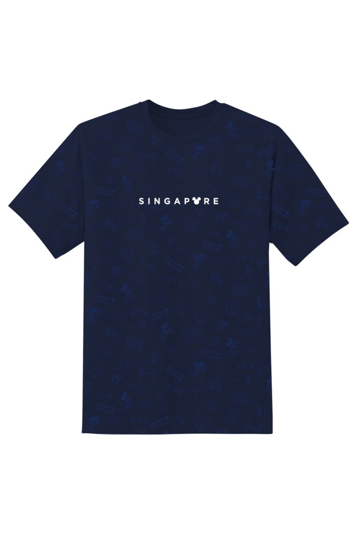 MICKEY LOVE SG SINGAPORE ALLOVER GLOW T-SHIRT NAVY XS